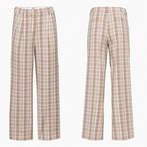 Aritzia Sunday Best Harvey Pant  Plaid straight leg Trouser Pleated Checkered